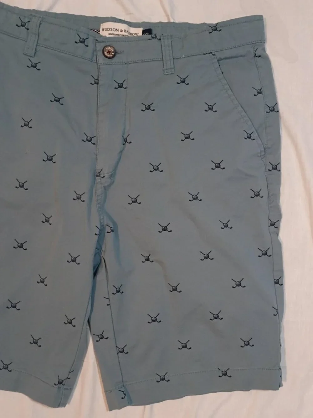 Hudson + Barrow/Chino Shorts/Mens 32/Slate Blue/Golf Print Country Club Preppy S - Picture 6 of 8